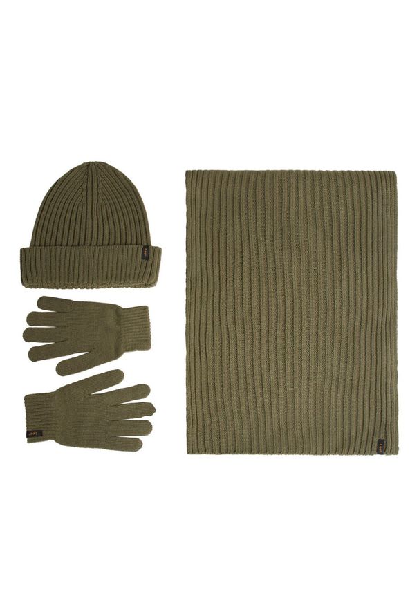 Lee - LEE MĘSKI ZESTAW ZIMOWY CZAPKA SZALIK RĘKAWICZKI LEE XMAS PACK MERCANTILE GREEN 112358293. Sezon: zima
