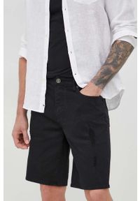 Armani Exchange szorty jeansowe męskie kolor czarny. Kolor: czarny. Materiał: jeans