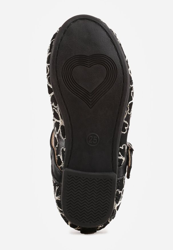 Born2be - Czarne Siateczkowe Balerinki z Paskiem z Klamerką Zdobione Kwiatowym Haftem Canlea. Okazja: na imprezę, na co dzień, na uczelnię, na spacer. Zapięcie: pasek. Kolor: czarny. Materiał: jeans. Wzór: kwiaty, haft, aplikacja. Styl: casual