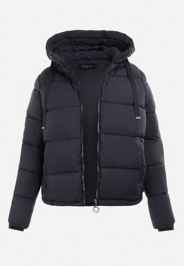 Renee - Granatowa Kurtka Puffer Pikowana z Kapturem Mullen. Typ kołnierza: kaptur. Kolor: niebieski. Materiał: jeans. Długość rękawa: długi rękaw. Długość: długie. Sezon: jesień, zima