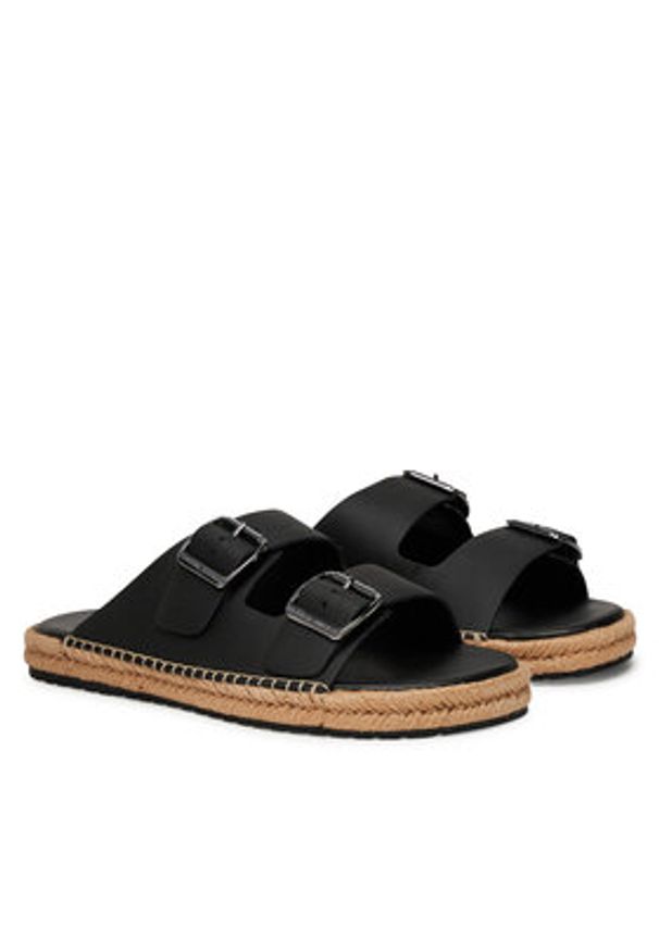 TOMMY HILFIGER - Tommy Hilfiger Espadryle Flex Jutte Hilfiger Lth Sandal FM0FM05646 Czarny. Kolor: czarny. Materiał: skóra