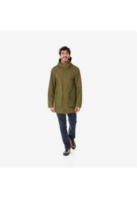 quechua - Kurtka turystyczna męska Quechua NH500 wodoodporna długa. Kolor: zielony, brązowy, wielokolorowy. Materiał: poliester, materiał. Długość: długie. Sport: turystyka piesza #2