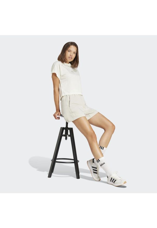 Adidas - Koszulka ADIDAS ALL SZN. Kolor: biały. Materiał: bawełna, włókno, jersey. Wzór: haft