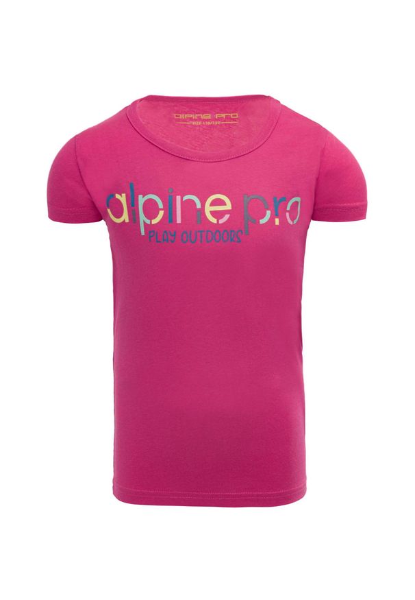 ALPINE PRO - Koszulka dziecięca Alpine Pro Loddo 104-110 - Komfort i Styl. Typ kołnierza: polo. Kolor: zielony. Materiał: bawełna. Wzór: kolorowy