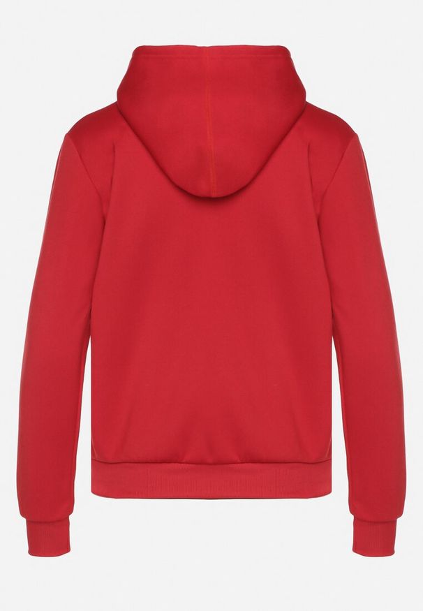 Born2be - Czerwona Rozpinana Bluza z Kapturem Bawełną i Sznurkami Viltara. Okazja: na co dzień. Typ kołnierza: kaptur. Kolor: czerwony. Materiał: bawełna. Styl: casual