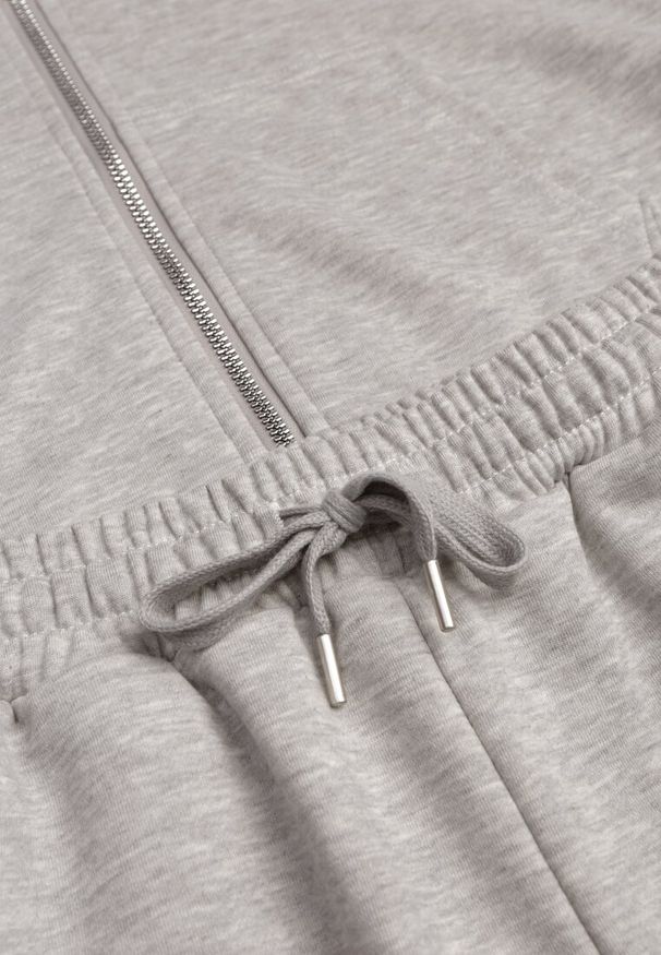 Renee - Jasnoszary Komplet Dresowy z Bawełny Spodnie Dzwony i Rozpinana Bluza z Kapturem Auim. Kolor: szary. Materiał: bawełna, dresówka