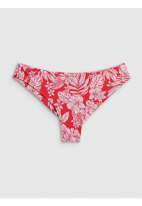 4f - 4F Dół od bikini damski - czerwony S. Stan: obniżony. Kolor: czerwony. Materiał: materiał