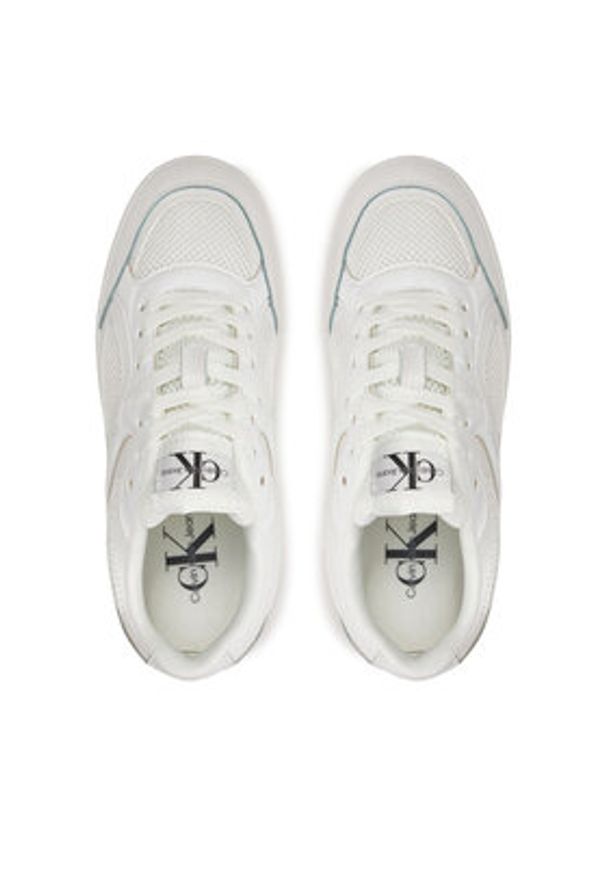 Calvin Klein Jeans Sneakersy Basket Cupsole Low Mix In Met YW0YW01387 Biały. Kolor: biały. Materiał: skóra