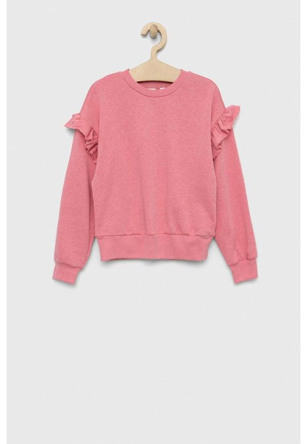 GAP bluza dziecięca kolor różowy gładka. Kolor: różowy. Materiał: dzianina. Wzór: gładki