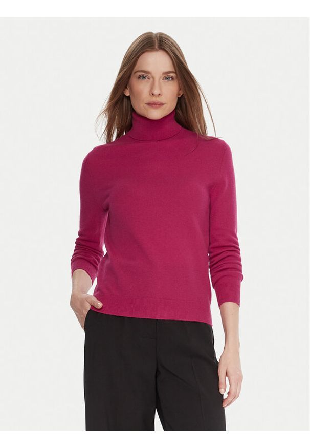 United Colors of Benetton - United Colors Of Benetton Golf 1002D2348 Różowy Regular Fit. Typ kołnierza: golf. Kolor: różowy. Materiał: wełna