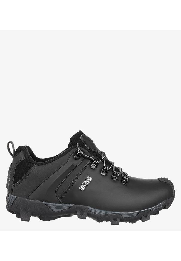 Casu - Czarne buty trekkingowe skórzane sznurowane casu mxc6642-l/8. Kolor: czarny, szary, wielokolorowy. Materiał: skóra
