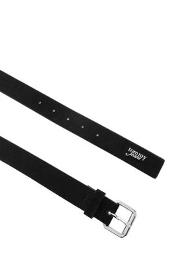 Tommy Jeans Pasek Damski Tjw Script Seude 3.0 AW0AW18503 Czarny. Kolor: czarny. Materiał: skóra, zamsz