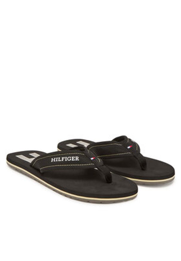 TOMMY HILFIGER - Tommy Hilfiger Japonki Hilfiger H Padded Beach Sandal FM0FM05536 Czarny. Kolor: czarny. Materiał: materiał