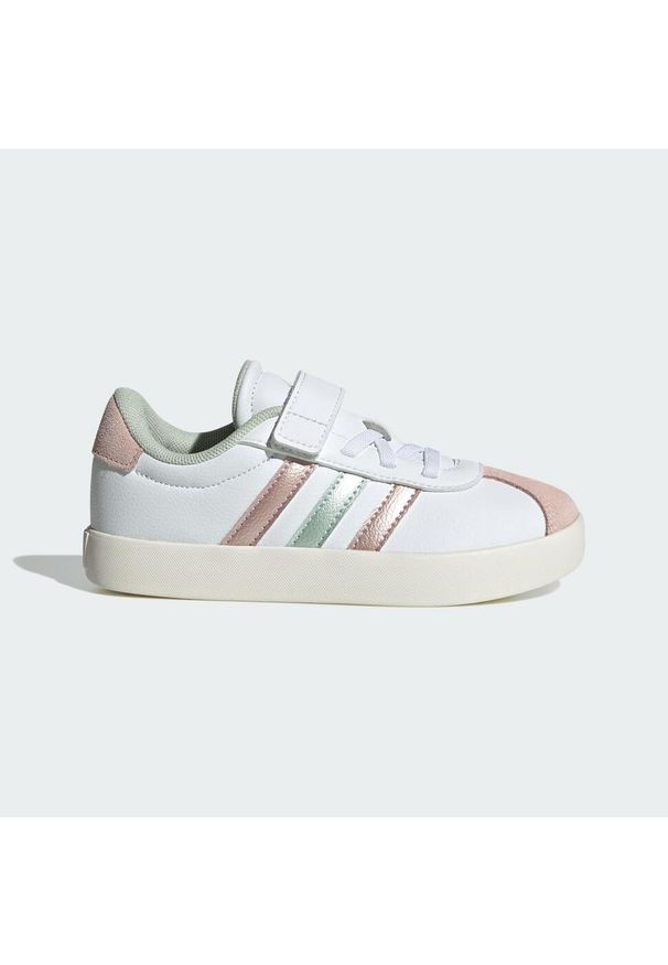 Adidas - Buty VL Court 3.0 Skateboarding Kids. Kolor: biały, wielokolorowy, różowy, zielony. Materiał: zamsz. Wzór: gładki. Sport: skateboard