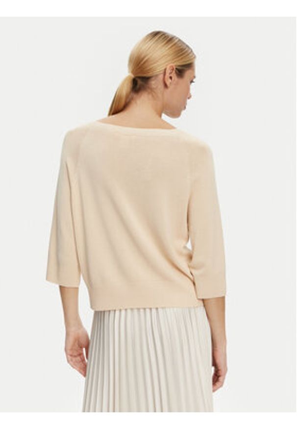 Kontatto Sweter 3M0505C Beżowy Regular Fit. Kolor: beżowy. Materiał: wiskoza