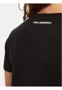 Karl Lagerfeld - KARL LAGERFELD T-Shirt A1W17124 Czarny Regular Fit. Typ kołnierza: dekolt w karo. Kolor: czarny. Materiał: bawełna #3