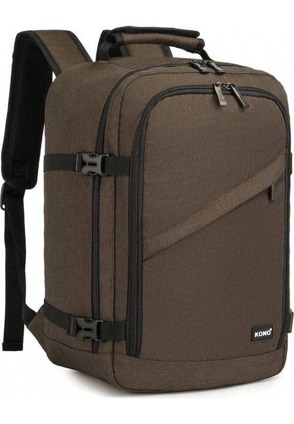 Plecak Kono KONO Plecak podróżny kabinowy do samolotu RYANAIR 40x20x25 brązowy. Kolor: brązowy