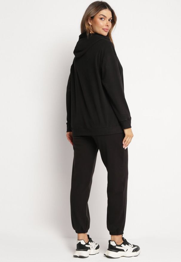 Born2be - Czarny 2-częściowy Komplet Dresowy z Bluzą i Spodniami Ciprana. Kolor: czarny. Materiał: dresówka