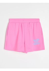 Sinsay - Szorty z napisem Make You Smile - różowy. Kolor: różowy. Wzór: napisy #1