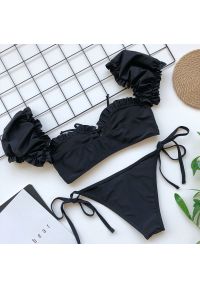 Intica - Bikini z rękawkiem na lato z trwałego materiału Saskia. Kolor: czarny. Materiał: materiał #9