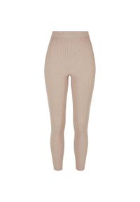 Urban Classics - Legginsy Damskie Z Dzianiny Prążkowanej. Kolor: beżowy. Materiał: prążkowany, dzianina. Sport: turystyka piesza