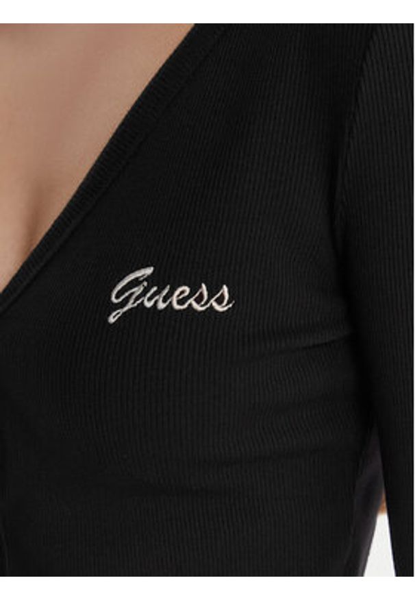 Guess Kardigan V6RP06 K8RT2 Czarny Regular Fit. Kolor: czarny. Materiał: wiskoza