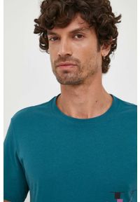 Calvin Klein Jeans t-shirt bawełniany kolor zielony z nadrukiem. Kolor: zielony. Materiał: bawełna. Długość rękawa: krótki rękaw. Długość: krótkie. Wzór: nadruk. Styl: klasyczny #4