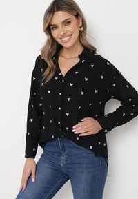 Born2be - Czarna Bawełniana Koszula z Lnem o Klasycznym Fasonie Tallriel. Okazja: na co dzień. Kolor: czarny. Materiał: bawełna, len. Sezon: lato. Styl: klasyczny #7