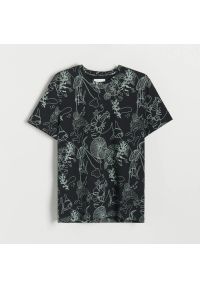 Reserved - T-shirt regular z morskim nadrukiem - Szary. Kolor: szary. Wzór: nadruk