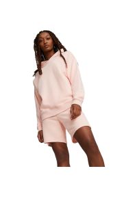 Dres Puma Loungewear Short Suit, Kobiety. Kolor: różowy. Materiał: dresówka. Sport: fitness