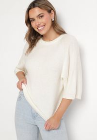 Born2be - Jasnobeżowy Sweter z Wełną i Krótszym Rękawem Dannalie. Okazja: na co dzień. Kolor: beżowy. Materiał: wełna. Długość rękawa: krótki rękaw. Długość: krótkie. Styl: casual, elegancki #7