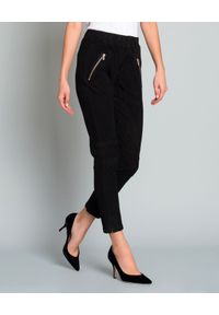 ZINGA - Czarne spodnie z zamszu. Kolor: czarny. Materiał: zamsz. Długość: do kostek. Styl: elegancki #1