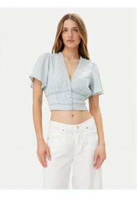 Guess Bluzka W5GH82 D5N81 Błękitny Regular Fit. Kolor: niebieski. Materiał: lyocell
