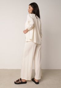 Born2be - Beżowy Rustykalny Komplet z Bawełną z Ażurowym Wzorem Spodnie i Koszula Anael. Kolor: beżowy. Materiał: bawełna. Wzór: ażurowy #3