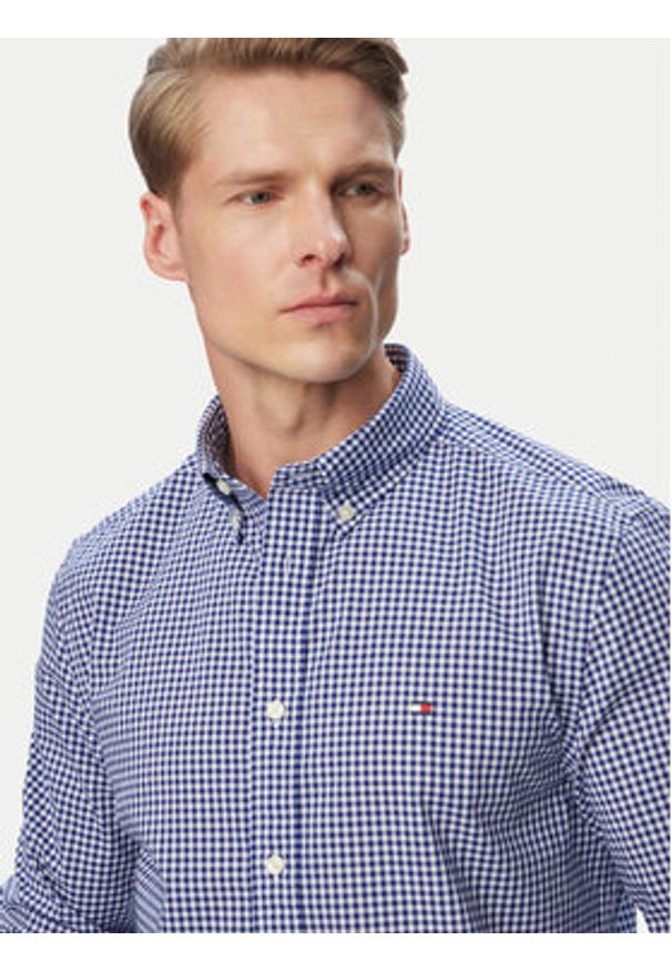 TOMMY HILFIGER - Tommy Hilfiger Koszula Gingham MW0MW43319 Niebieski Regular Fit. Kolor: niebieski. Materiał: bawełna