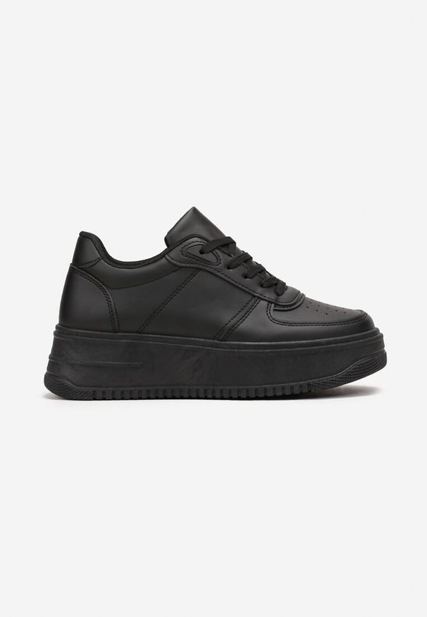 Renee - Czarne Sneakersy przed Kostkę na Grubej Podeszwie Ameerana. Wysokość cholewki: przed kostkę. Kolor: czarny