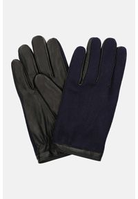 Lancerto - Rękawiczki Czarno-Granatowe Touch. Kolor: czarny, wielokolorowy, niebieski. Materiał: poliester, skóra, wiskoza, wełna, tkanina. Sezon: zima