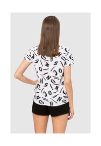 MOSCHINO Biały t-shirt dmski w czarne litery, Rozmiar S. Kolor: biały. Materiał: prążkowany #3
