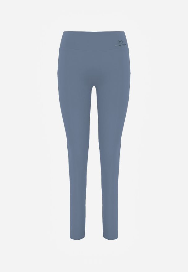 Renee - Jasnoniebieskie Legginsy Basic z Modelującą Wstawką w Pasie Liacan. Okazja: na co dzień. Kolor: niebieski. Długość: krótkie. Styl: casual