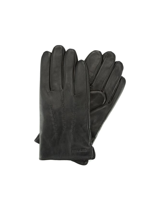 Wittchen - Ocieplane czarne rękawiczki męskie ze skóry naturalnej czarne. Kolor: czarny. Materiał: skóra. Sezon: zima. Styl: klasyczny