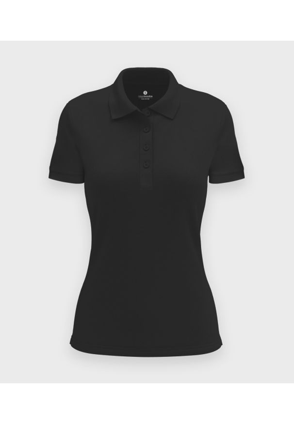 MegaKoszulki - Damska koszulka polo (bez nadruku, gładka) - czarna. Typ kołnierza: polo. Kolor: czarny. Materiał: bawełna. Wzór: gładki