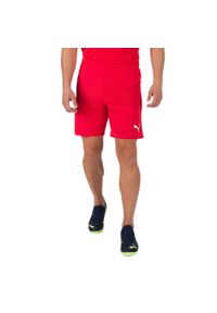 Spodenki Puma teamRISE czerwone. Kolor: czerwony, wielokolorowy, biały. Materiał: poliester. Sport: fitness