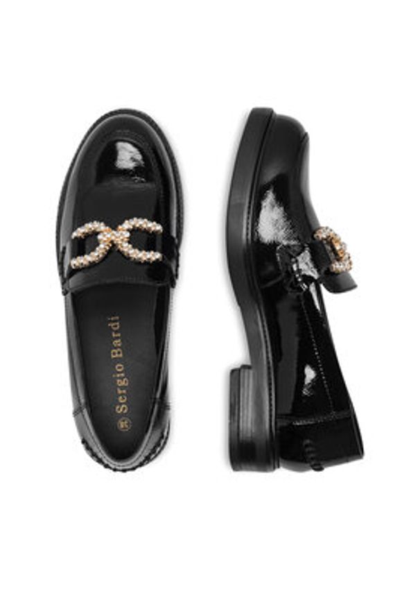 Sergio Bardi Loafersy WI16-D1013-01SB Czarny. Kolor: czarny. Materiał: lakier, skóra