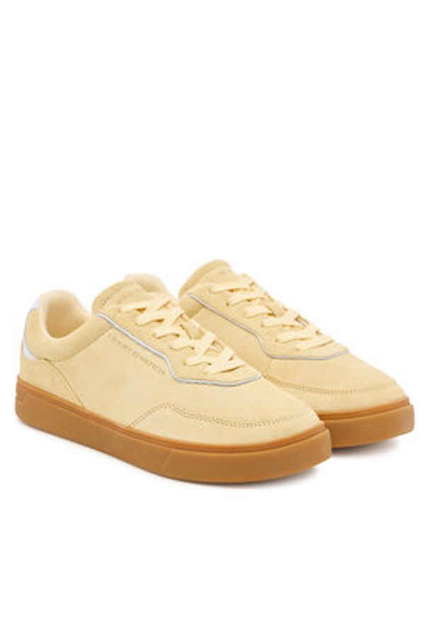 TOMMY HILFIGER - Tommy Hilfiger Sneakersy Casual FW0FW08898 Żółty. Okazja: na co dzień. Kolor: żółty. Materiał: skóra, zamsz