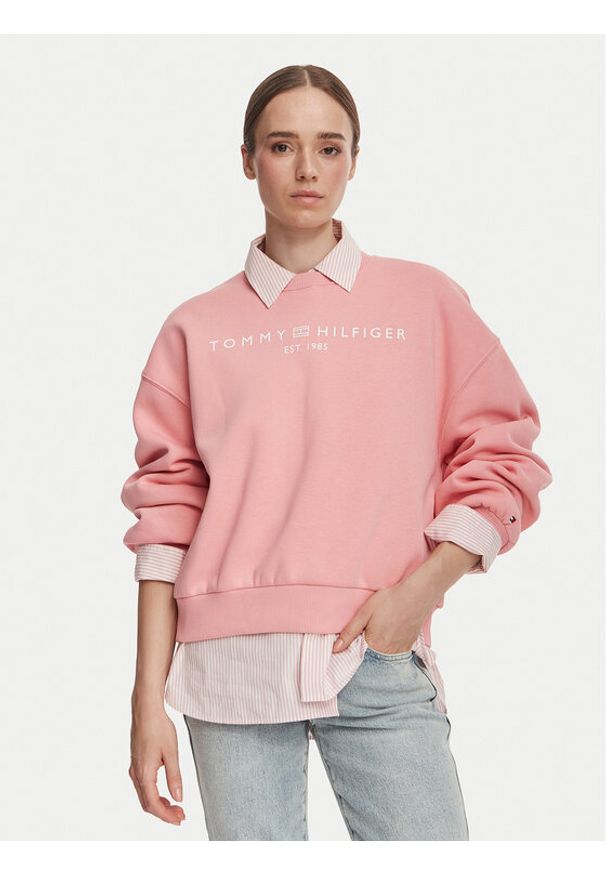 TOMMY HILFIGER - Tommy Hilfiger Bluza WW0WW47831 Różowy Regular Fit. Kolor: różowy. Materiał: bawełna