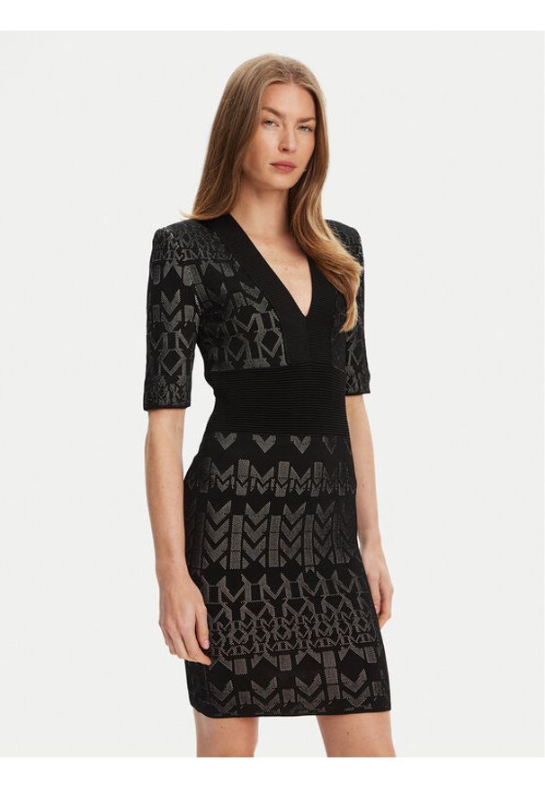 Marciano Guess Sukienka dzianinowa 5YGK20 5877Z Czarny Slim Fit. Kolor: czarny. Materiał: wiskoza