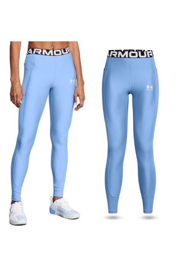 Legginsy termoaktywne damskie Under Armour HeatGear Rib szybkoschnące. Kolor: niebieski