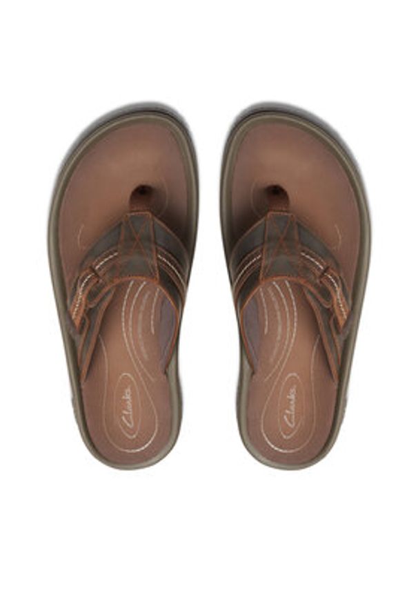 Clarks Japonki Wesley Sun 26176987 Brązowy. Kolor: brązowy. Materiał: skóra