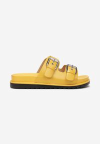 Renee - Żółte Klapki Agarike. Nosek buta: okrągły. Kolor: żółty. Wzór: gładki. Sezon: lato