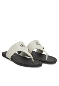 Calvin Klein Jeans Japonki Flat Sandal Toepost Mg YW0YW01691 Biały. Kolor: biały. Materiał: skóra